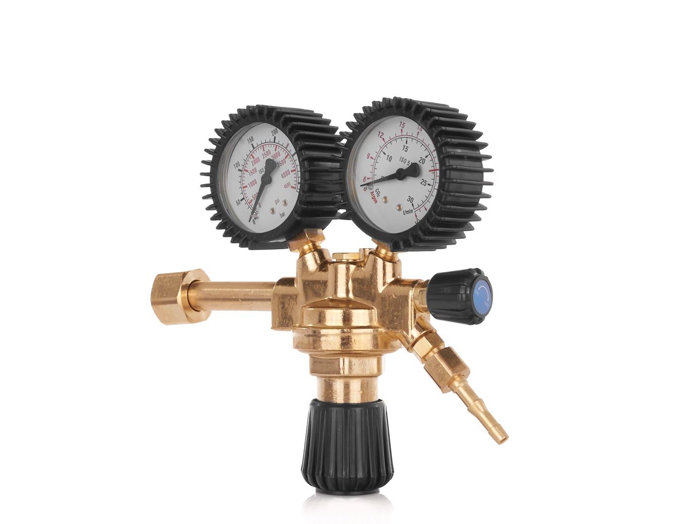 BSD Regulador de Gas CO2/Argón 200 Bar con Manómetros, Control Preciso de Flujo y Presión, Ideal para Soldadura y Corte Profesional