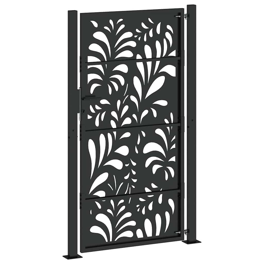 vidaXL Brama ogrodowa czarna 100x175 cm stalowa wzór fali