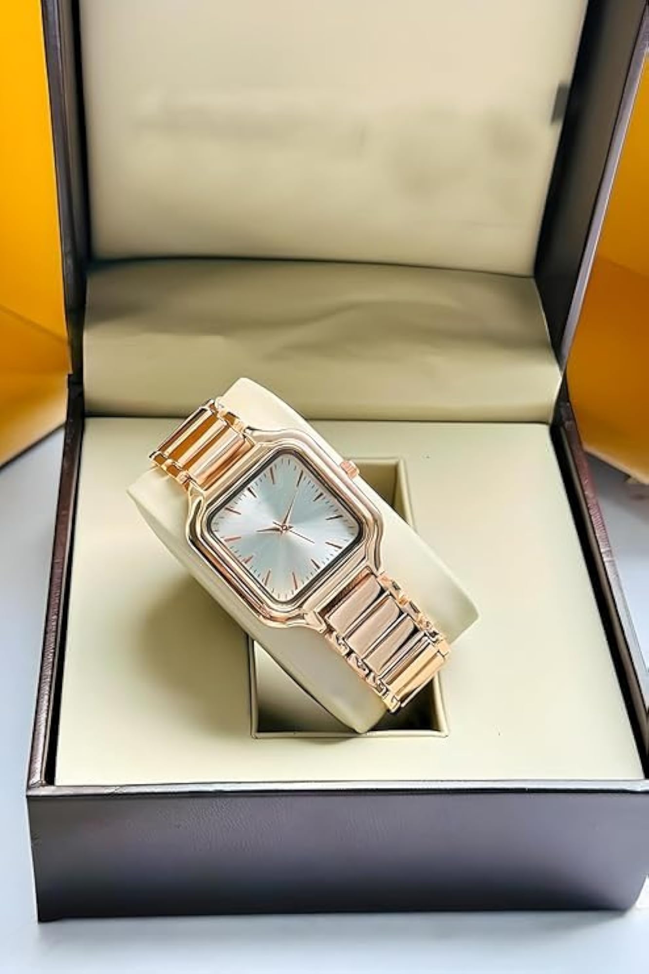 Women's Luxury Analog Quartz Watch, Rectangular Dial with Crystal Accents
