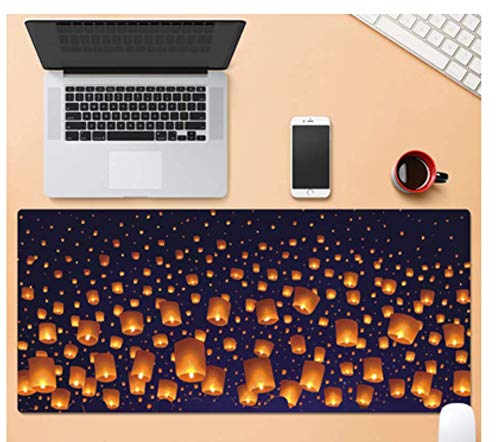 Preisvergleich Produktbild Großes Gaming-Mauspad, Strapazierfähiges Gummi, Schöne Gelbe Laternen, Die Nach Oben Fliegen, Tragbares Office-Gaming-Laptop-Mauspad
