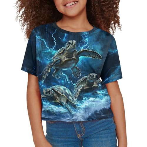 Image of Kids T Shirt Short Sleeve Crop Tops for Girls Summer Clothes Pullover Tees Shirt 5-14