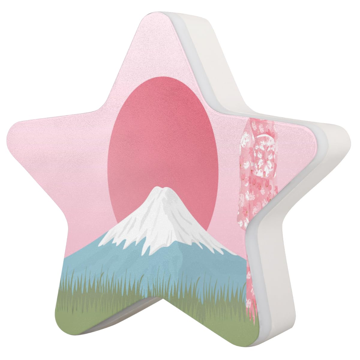 Plug in LED Night Light Lamp, Fuji Mountain Looking View Star Shape Night Lamp Wall Light with Dusk to Dawn Sensor for Bedroom Bathroom Kitchen Hallway Stairways
