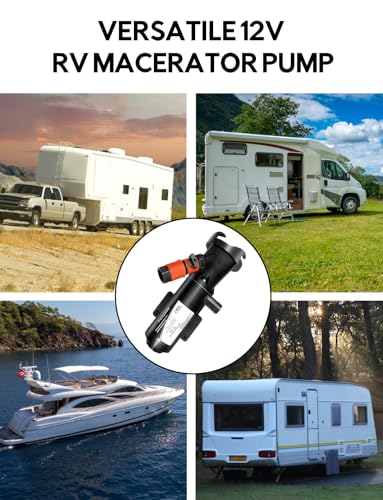 Image of RV Macerator Pump 12V - 12GPM 12A Macerator Pump for RV, Quick-Release Waste Pumps Macerating Kit with Hoses & Clamps, RVs Sewer Sewage Pumps with Durable Blades for Toliet Boat Yacht Kitchen Marine