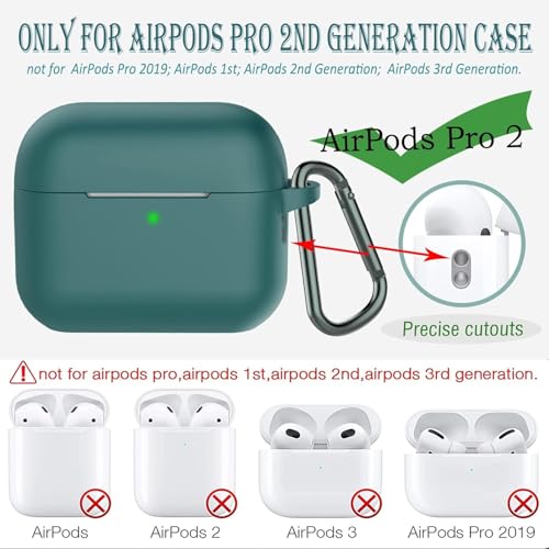 Image of EDNITA Airpods Pro 2 Case with Cleaning Pen Compatible with Airpod 2 Pro & Airpods Pro, Earphone Case Cover Keychain | Shock Ressitant Full Protection LED Visible (Pine Green)
