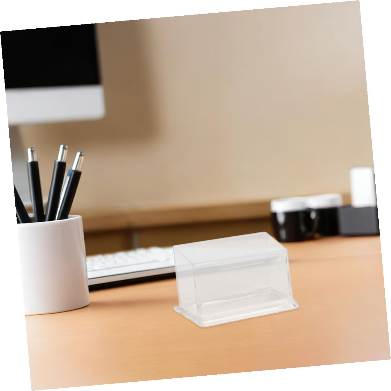 10piezas Tarjeteros Transparentes de Plástico para Escritorio Organizador Vertical de Mesa para Recepción de Oficina Expositor de Tarjetas de Visita