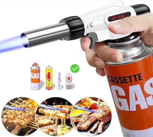 【Amazon.co.jp 限定】 ガスバーナー トーチバーナー 900℃～1300℃ 料理用 調理用 火起こし 炙り 風防 キャンプ BBQ 逆さ使用可能 溶接 火力調節 電子点火 小型 炭火起こし (燃料別売り)