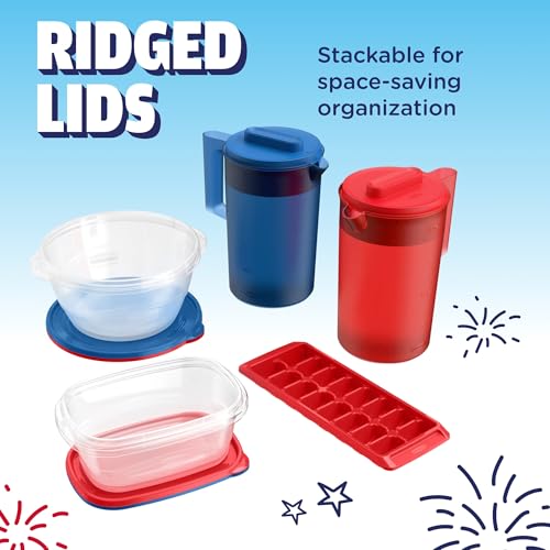 Image of Rubbermaid TakeAlongs Special-Edition Americana 13-Piece Set of Food Storage Containers with Lids, Including Two Pitchers and Ice Tray, QuikClik Seal, BPA-Free