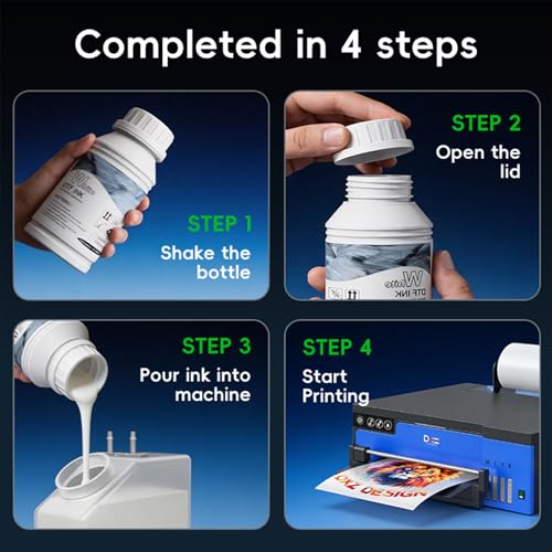 Image of DXZ 2026 New Formula White DTF Water-Based Ink - Clog-Resistant, Smooth Flow, Odorless, Suitable for All DTF Printers (One Bottle of White)