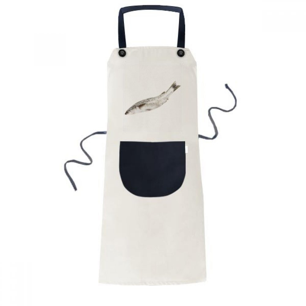 Tablier beige cuisine poisson blanc réglable pour éviter les taches
