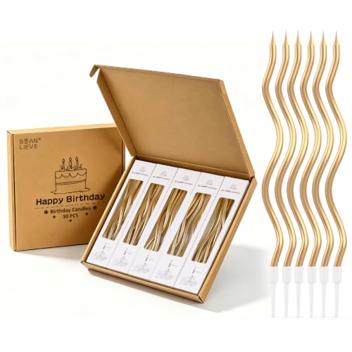 BEAN LIEVE 30 bougies spirale anniversaire or champagne