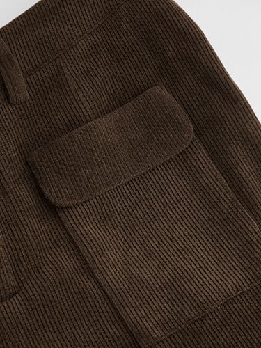 CIDER Corduroy Mid Rise Solid Pocket Straight Leg Trousers2