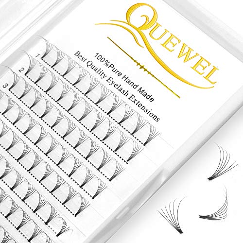 Extensión de pestañas Quewel Lash 6D de extremo corto de volumen ruso prefabricado para ventiladores