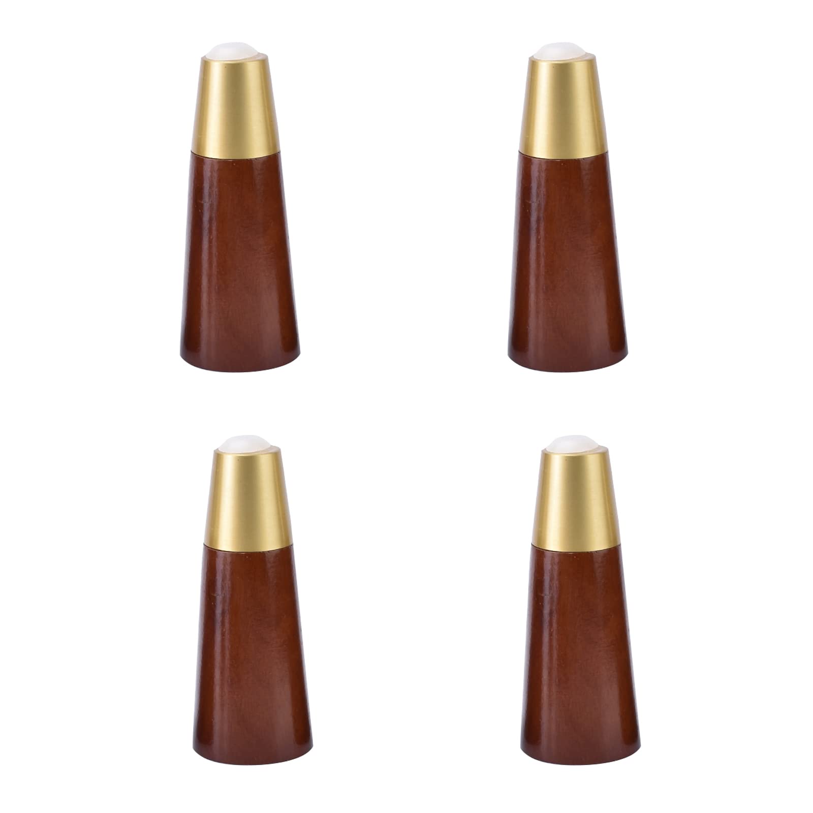 FCXURKOD Mid-Century Modern Wooden Furniture Legs Set of 4 - Round Tapered Replacement Legs with Brass Base for Cabinets Coffee Tables Sofas Ottomans (Brown 15cm/5.91in)