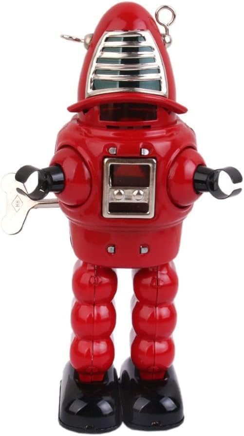 Amazon.co.jp: レトロ ブリキ製 玩具 ネジ巻式 ロボット （レッド