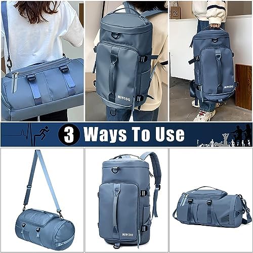Image of 28L Polyester Gym Duffel Shoulder Bag for Women Men for Sports, Waterproof Dufflebag with Shoe and Wet Clothes Compartments Travel Backpack Workout Carry On Weekender Colour-Dark Blue