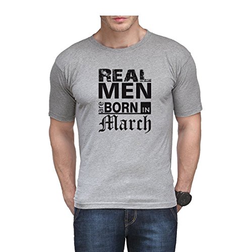 Image of Printed Real Men are Born in /Kings are Born in /Legends are Born in March Cool Cotton T-Shirt for Men