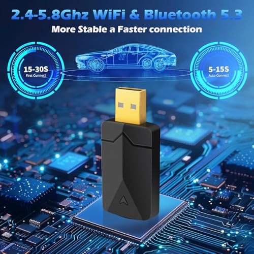 2 IN 1 Wireless Android Auto & Carplay Wireless Adapter, Convert Wired to Wireless Carplay Dongle, mit Type-C Adapter, Easy Plug & Play, Mini & Stabil, WiFi 5.8GHz, Unterstützt iOS 10+ und Android 11+