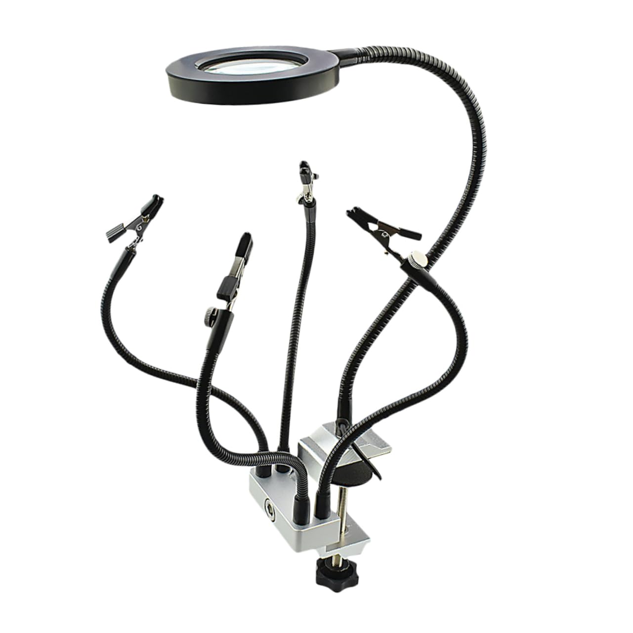 Lurrose LED Magnifying Glass Desk Lamp LED Magnifier for Repairing Reading Jewelry Making and Crafts Flexible Clamp and Level Brightness for Optimal Viewing