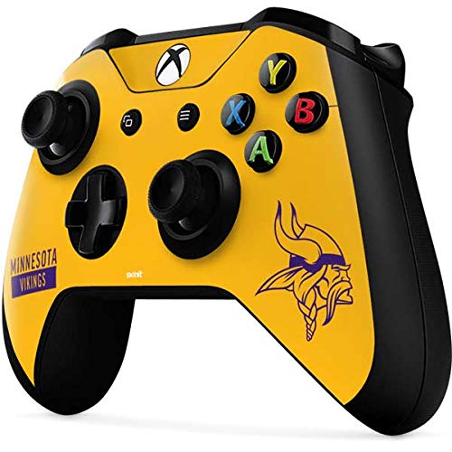Skinit Decal Gaming Skin compatible with Xbox One X Controller - Officially Licensed NFL Minnesota Vikings Yellow Performance Series Design