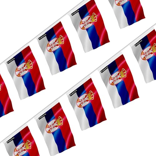 Guirlande drapeau Serbie 14x21cm facile à suspendre pour décorer une grande salle