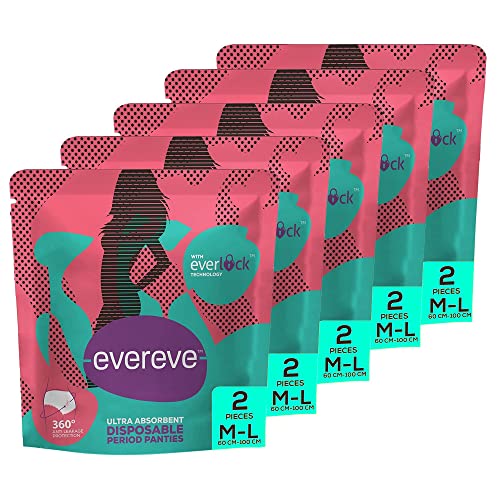 Image of Evereve Ultra Absorbent, Heavy Flow Disposable Period Panties for Sanitary 360 Degree Protection Size - M-L (Pack Of 5) 2 Pcs in Each Pack.