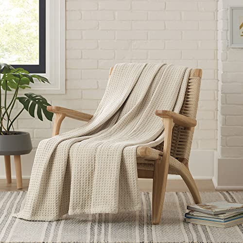 Aston & Arden Waffle Weave Blanket - 100% Ringspun Cotton All Season Throws, Luxury Hotel Quality, Soft On Skin, Breathable, Heavyweight 450 Gsm For Bed, Sofa, And Chair, Throw, Beige #TOP1