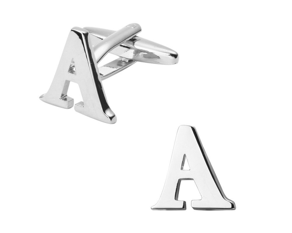 Mens Cufflinks Style Initial Alphabet Cufflinks Letter M Cufflink Silver White Steel Wedding accessories Business Present Cufflinks Gift