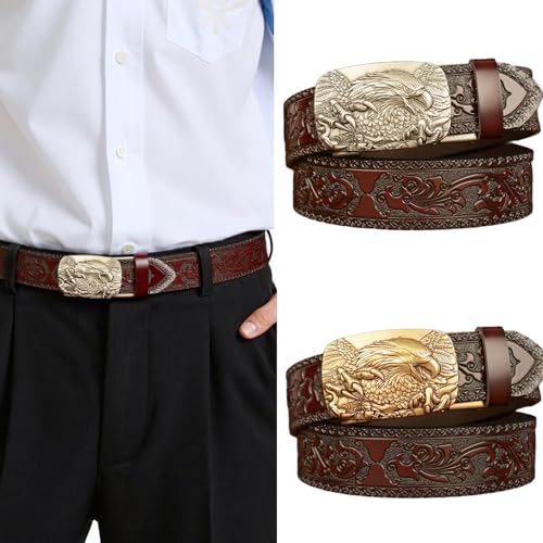 Lanneret Men's Leather Belt Automatic Buckles Waistband Adjustable Waist Belt for Jeans and Casual Wear2