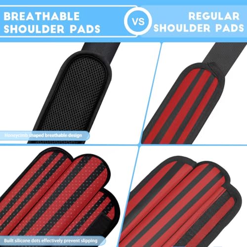Image of ZINZ 2-Pack Universal Shoulder Pad with Ultra Thick Cushion for Bag Luggage Bag Crossbody, Plus Long & Anti-Slip & Breathable,Black red Black