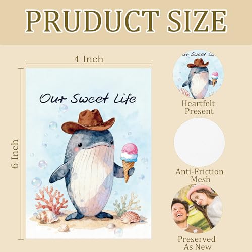 Álbum de fotos para niños, guarda 36 fotos de 4x6 pulgadas, regalo ideal para bebés, recién nacidos y familias, diseño temático náutico con ballena y helado miniatura 7