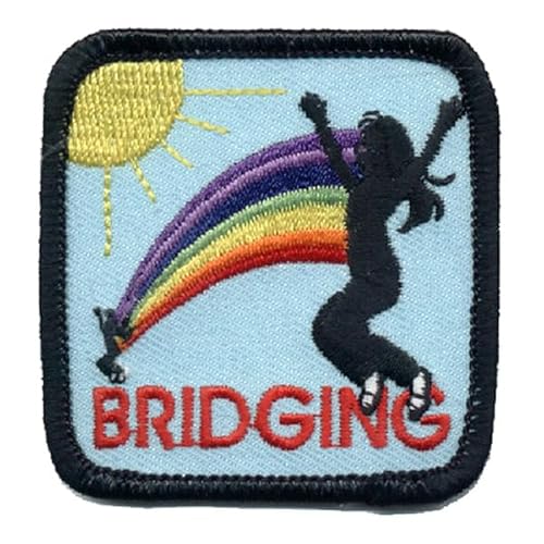 Bridging Patch, Rainbow and Sun Design, Embroidered Girl Scout Style
