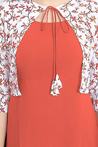Image of Women's Crepe A-Line Kurta (ALC4045GRN3 Orange Large)