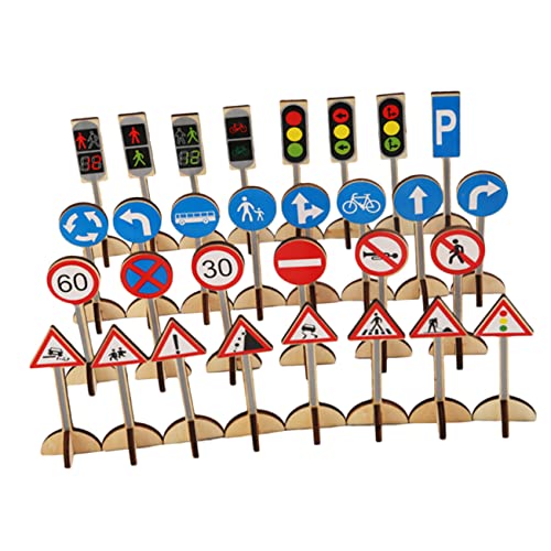 KONTONTY 1 juego de señales de tráfico para niños pequeños para señales de tráfico, barricadas de tráfico, modelo de signo de barricada, 30 unidades