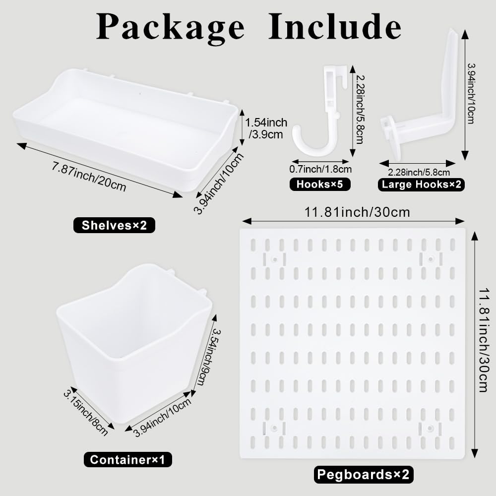 Set di lavagnetta combinata, organizzatore da parete con 2 lavagne, 1 scatola di immagazzinaggio, 2 ripiani, 5 ganci, 2 grandi ganci, lavagne per la conservazione della parete