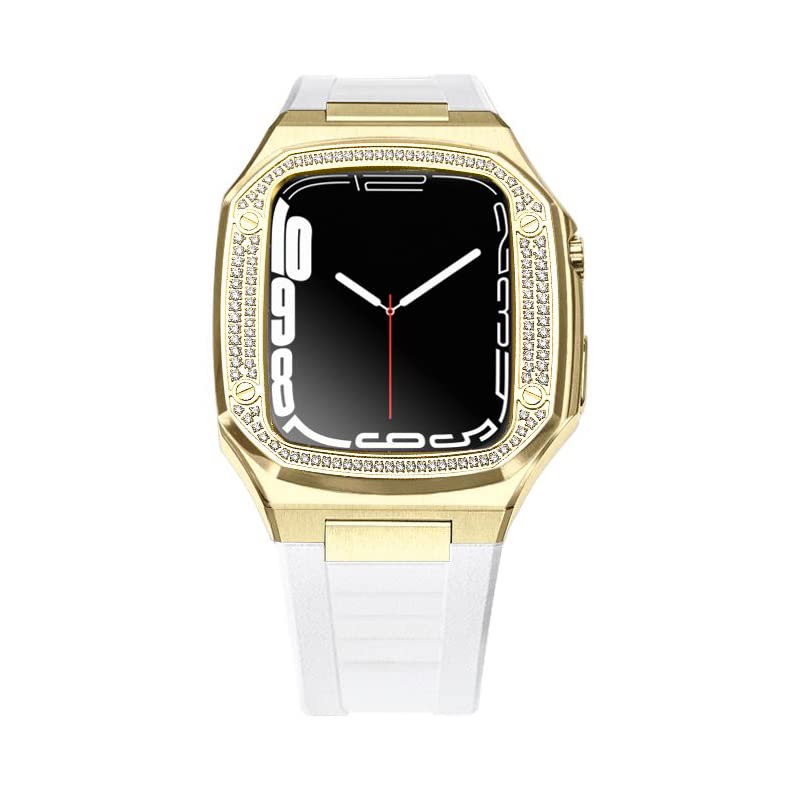 Boîtier acier inoxydable pour Apple Watch résistant aux chocs avec pierre de luxe