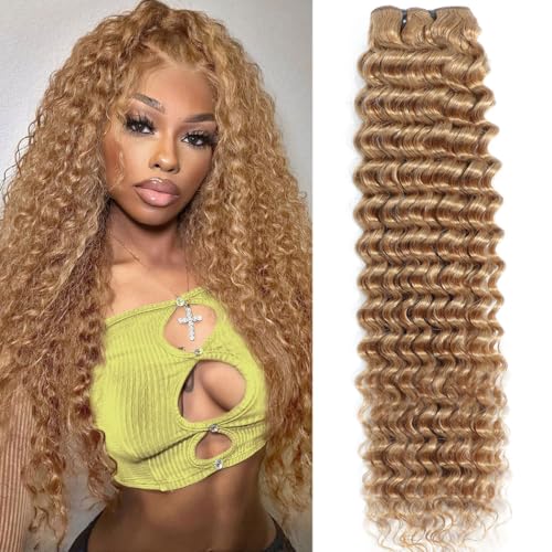 Honey Blonde Deep Wave Bundles Human Hair Color...
