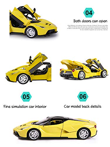 Image of Alloy Collectible Ferrari Race Laferrari Pull Back Vehicles Cars Model with Lights and Sounds - Yellow