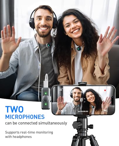 mini microphone for iphone 2pcs wireless lavalier microphone for android - noise canceling magnetic clip lapel mic - vlogging amp pro video recording for content creators