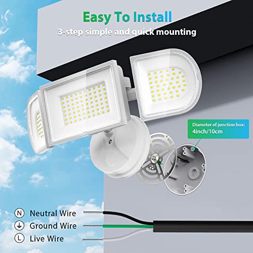 Imaihom 100W Flood Lights Outdoor, 9000Lm Ultra Bright Led Flood Light Outdoor, 3 Adjustable Heads Security Lights, Ip65 Waterproof Outdoor Flood Light, 6500K Floodlight For Yard Garage Court (White) #TOP7