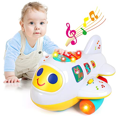 Baby Toys for 1 Year Old Boys Girls Electronic Airplane Toys Kids Baby Early Education Toys Christmas Birthday Gifts for 1 2 3 4 Year Old Toddler Children Boy Girl Sound Light Effect Music Travel Toys