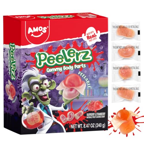 AMOS Halloween Peelerz Body Parts Gummies Candy - Approx 48 Pieces,Party Treats & Trick or Treat Favors for Kids, Fun Snacks for Adults, Individually Wrapped Pieces - image 1