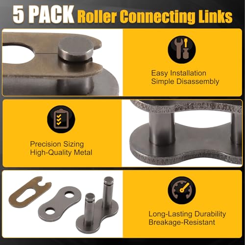 Image of 5 Pack #50 Roller Chain Connecting Links Heavy Duty Carbon Steel Master Connector Link for Agricultural Machine, Motorcycles, Mini Bike, Go-Karts, Snow Removal Machines