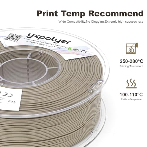 Image of ASA Filament 1.75mm, Grey Beige, UV Resistant Weather Resistant 3D Printer Filament, Heat Resistant up to 96C, Low Odor, Strong Layer Adhesion for Outdoor Functional Parts, 1kg Spool