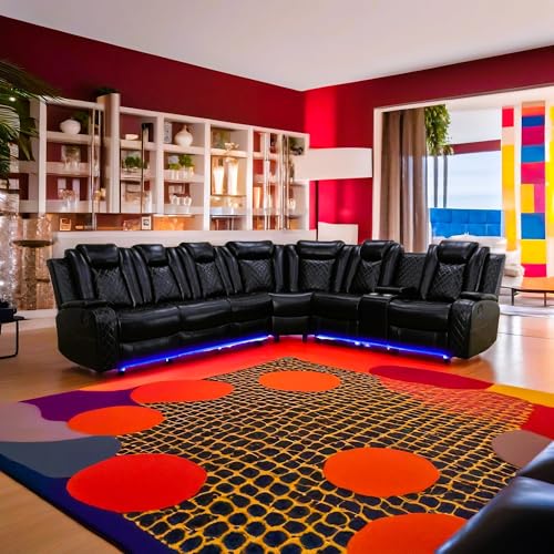 FUOROLA Giga Power Recliner Living Room Set with LED for Living Room, Dormitory, Guest House, Playroom, Airbnb,Apartment