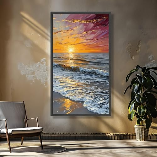 Décoration murale de plage tableau vagues coucher de soleil