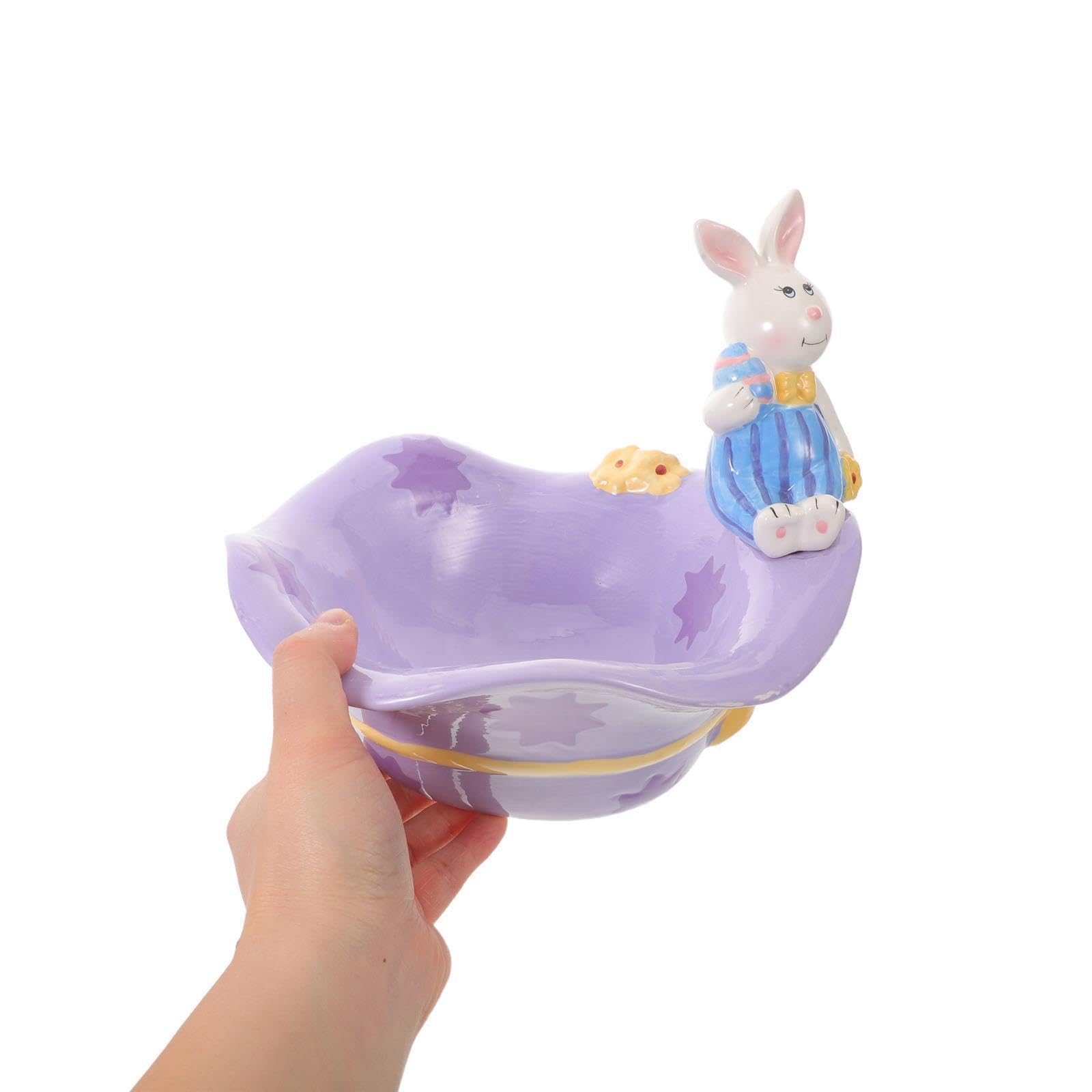 VOSAREA Ciotola Coniglio in Ceramica Pasquale per Caramelle e Snack | Design Festivo a Forma di Coniglio, Finitura Ceramica, per Decorazioni di Pasqua e Feste Primaverili