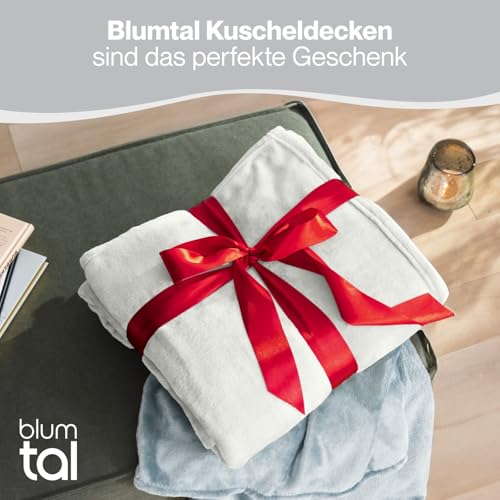 Blumtal Kuscheldecke flauschig - Oeko-TEX zertifizierte Fleecedecke 150x200 cm - Wohndecke 150x200 cm - Decke als Couch Wohn- & Kuscheldecke - Decke für Couch/Fleecedecken Creme