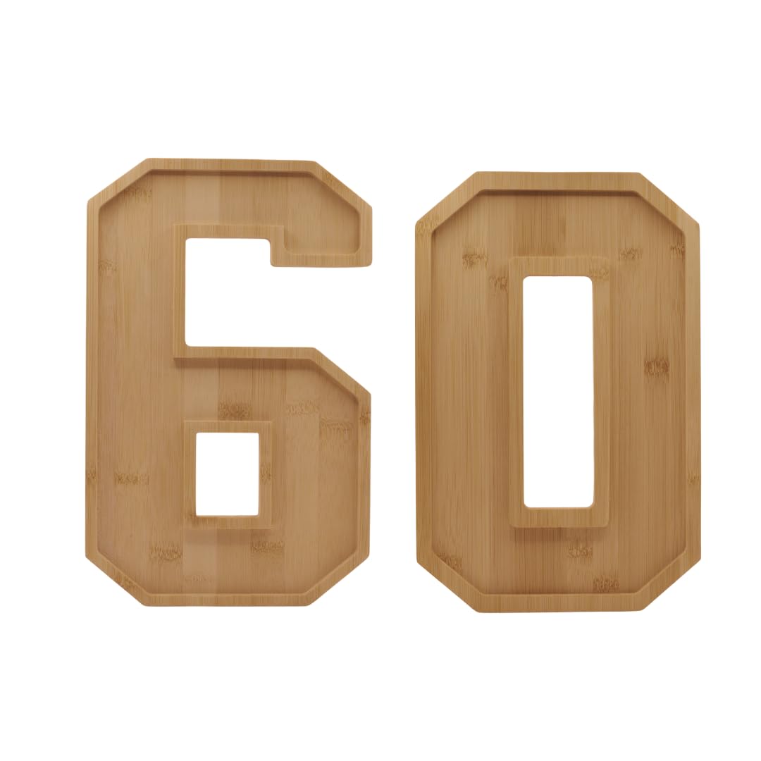 60 charcuterie Numbers Tray, 60 charcuterie Board Box, Bamboo Charcuterie Board Numbers, Number 60 Food Tray