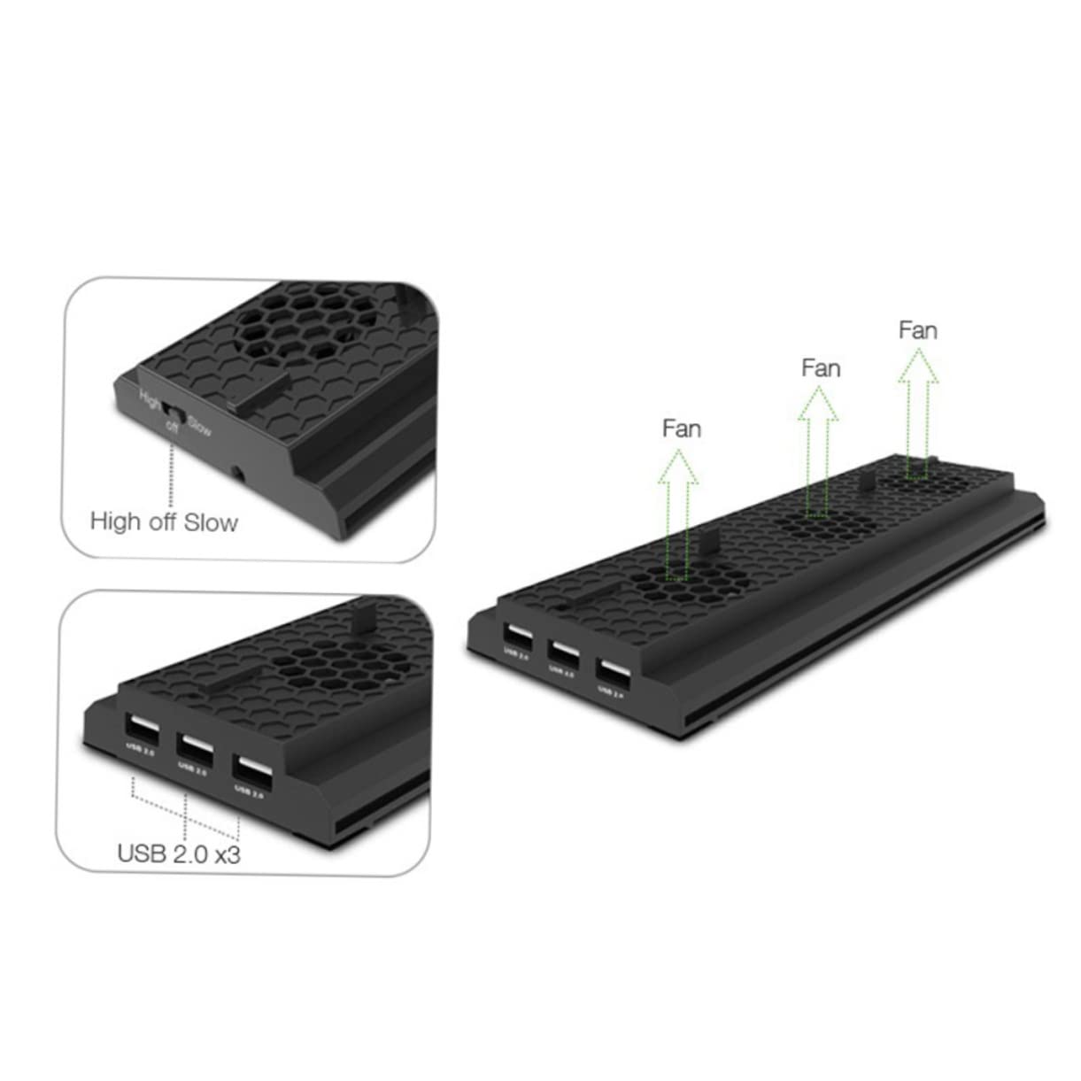 OSALADI Ventola Di Raffreddamento - Supporto Verticale Con Tripla Ventola Per X Dispositivo Di Raffreddamento Per Console Di Gioco Con Porte Usb
