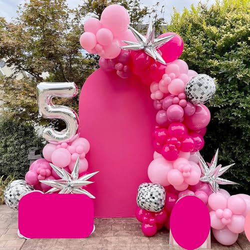 Image of Pink Balloons, 60Pcs 12in Hot Pink Balloons | Latex Balloons for Girls Women Birthday Valentine's Day Wedding Party Decoration